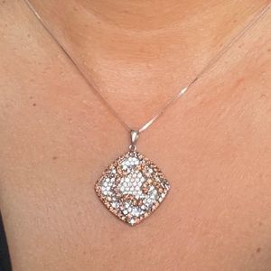 Cluster Mocha & White Cubic Zirconia Silver Pendant